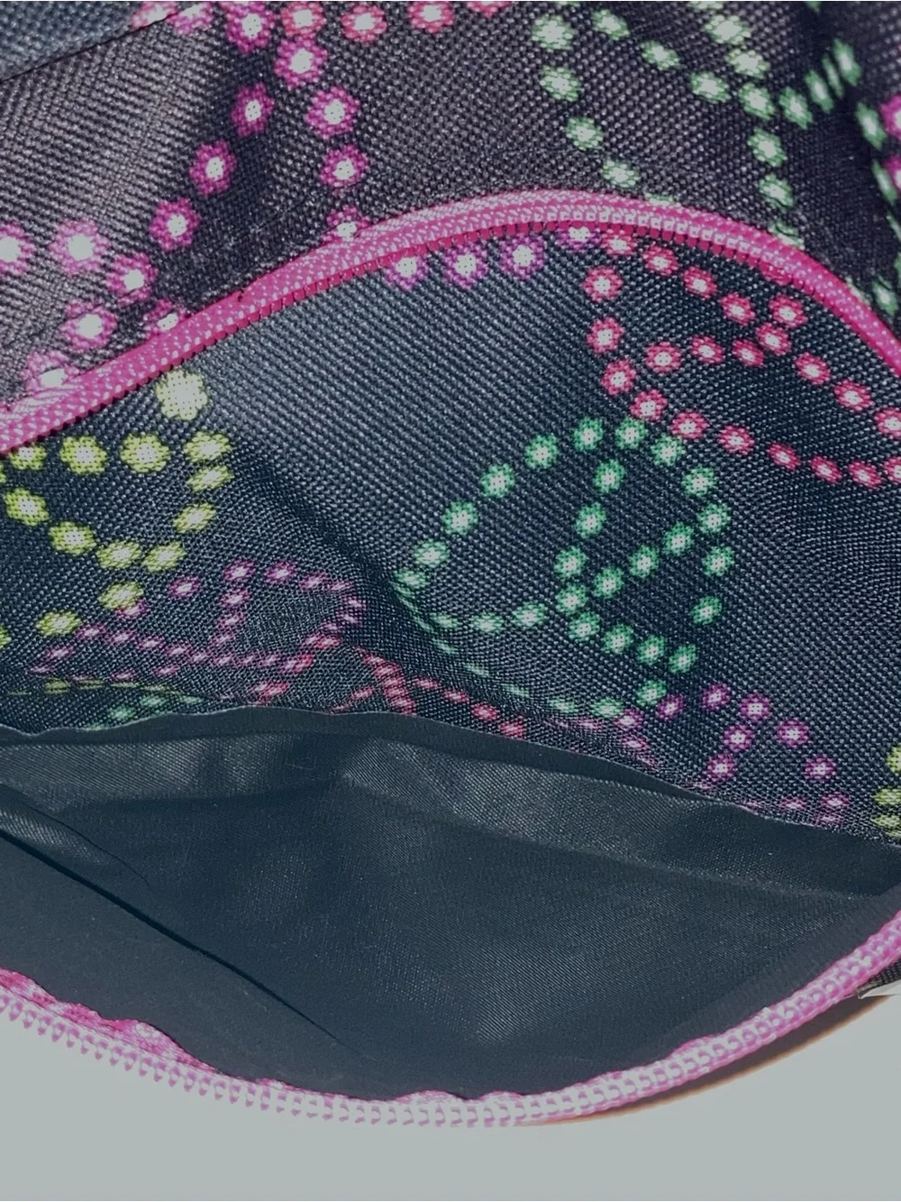 Black Peace Sign Floral Print Backpack with Pink Accents